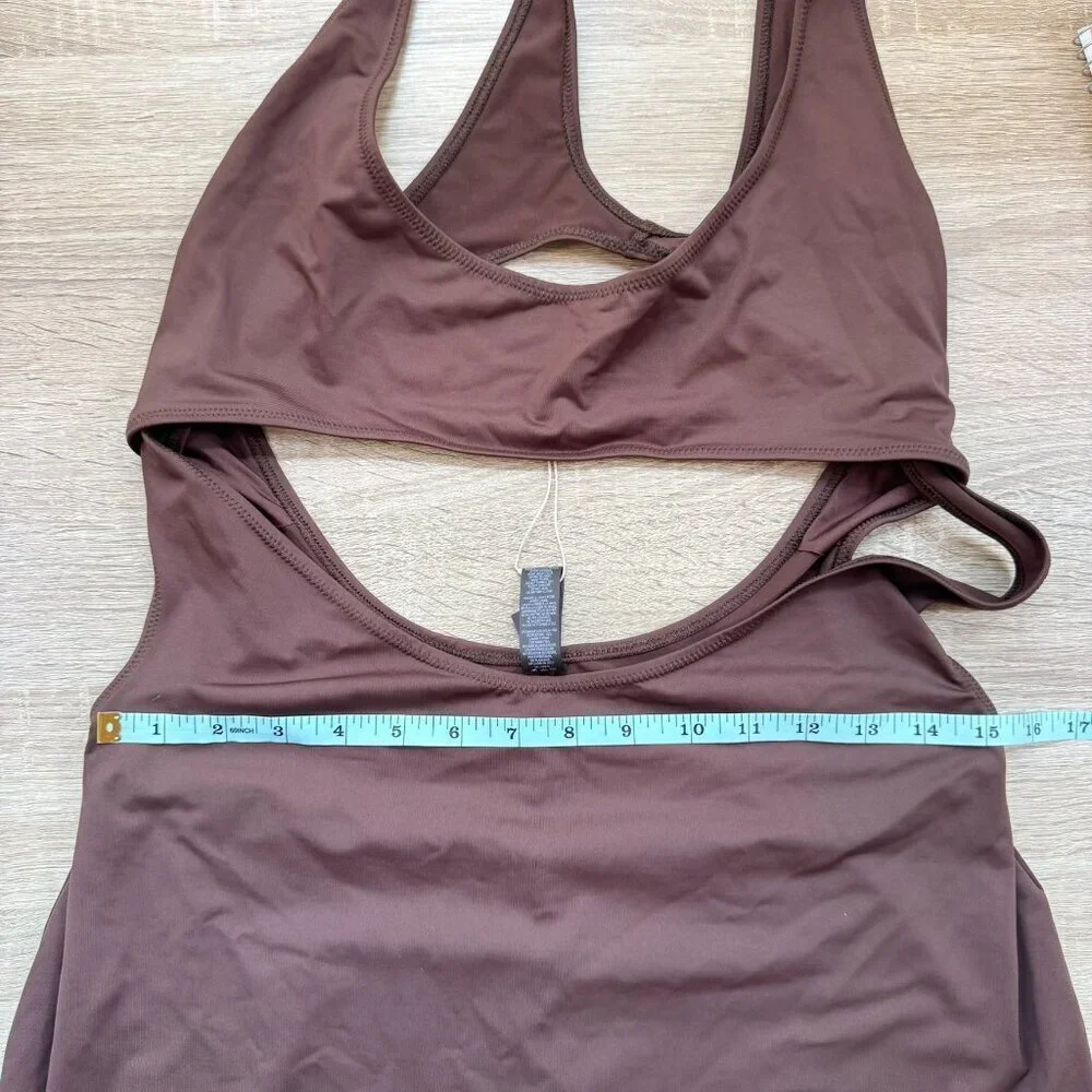 NWT SKIMS Recycled Swim Cut Out Tank Dress Cocoa XL